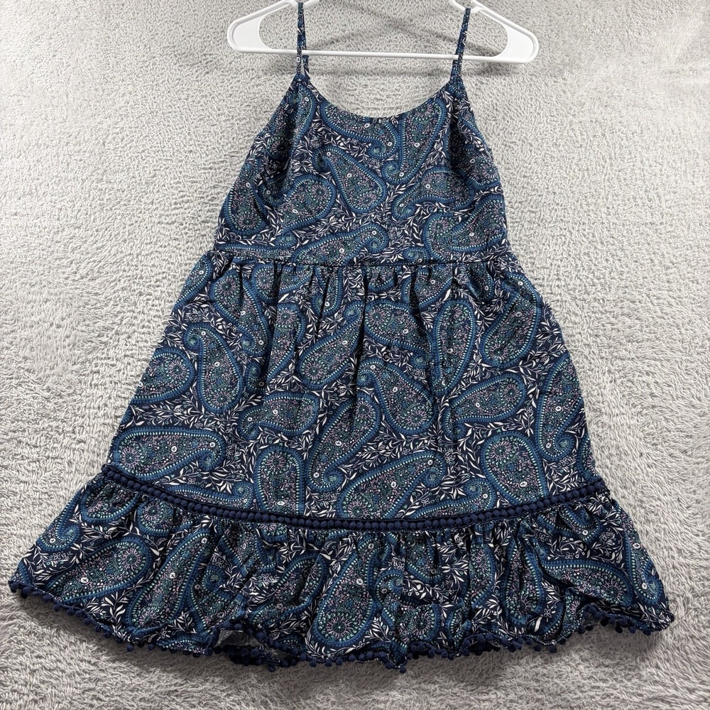 Old Navy Tiered‎ Empire Waist Dress XS Blue Paisley Pattern Strappy Ruffle Flowy